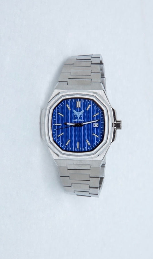 OWL BRAND Uhr – Blaues Zifferblatt