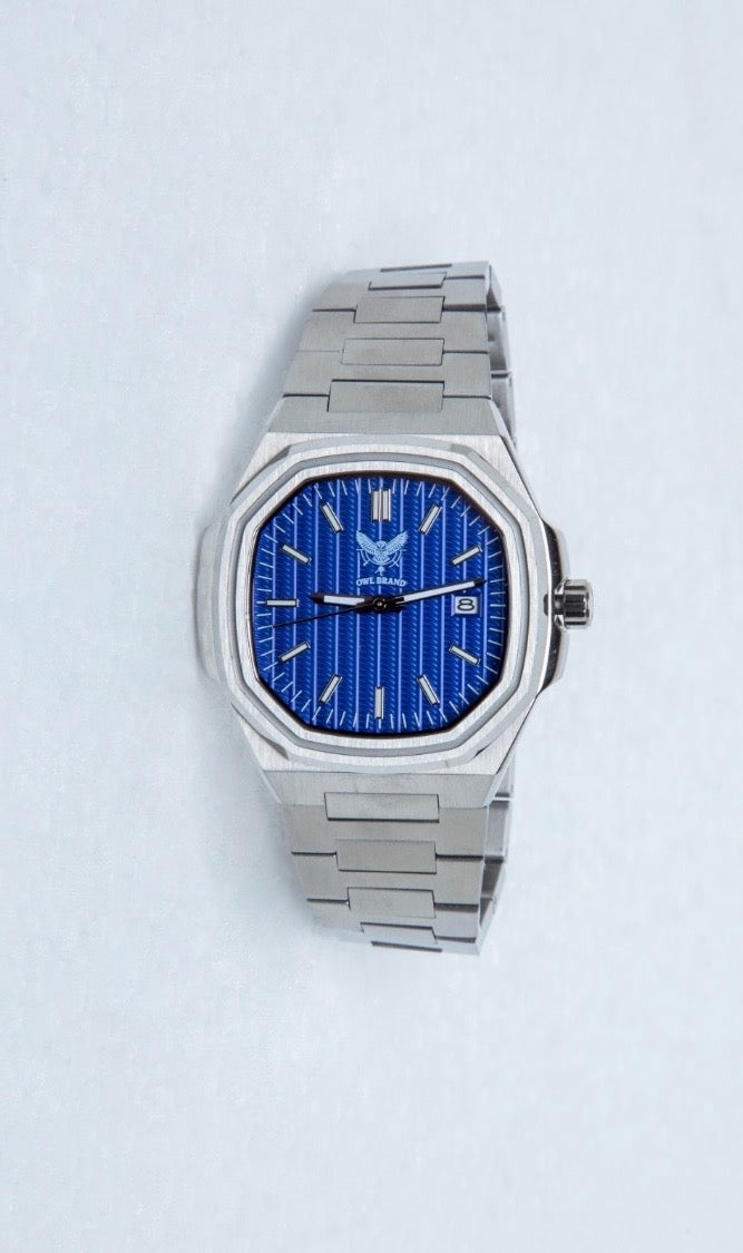 OWL BRAND Uhr – Blaues Zifferblatt