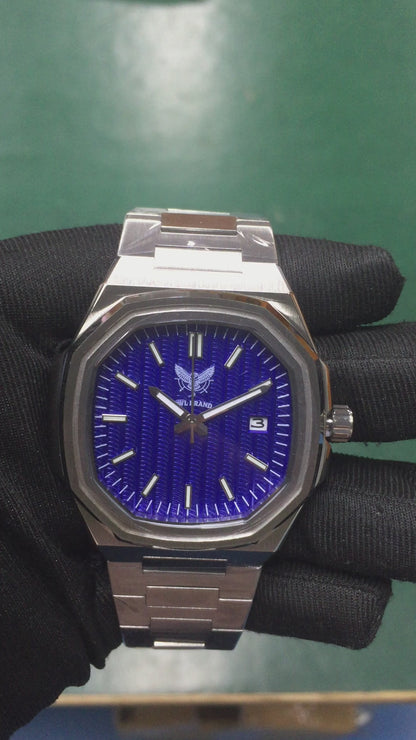 OWL BRAND Uhr – Blaues Zifferblatt