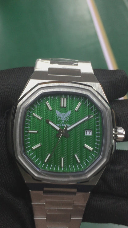OWL BRAND Uhr – Grünes Zifferblatt